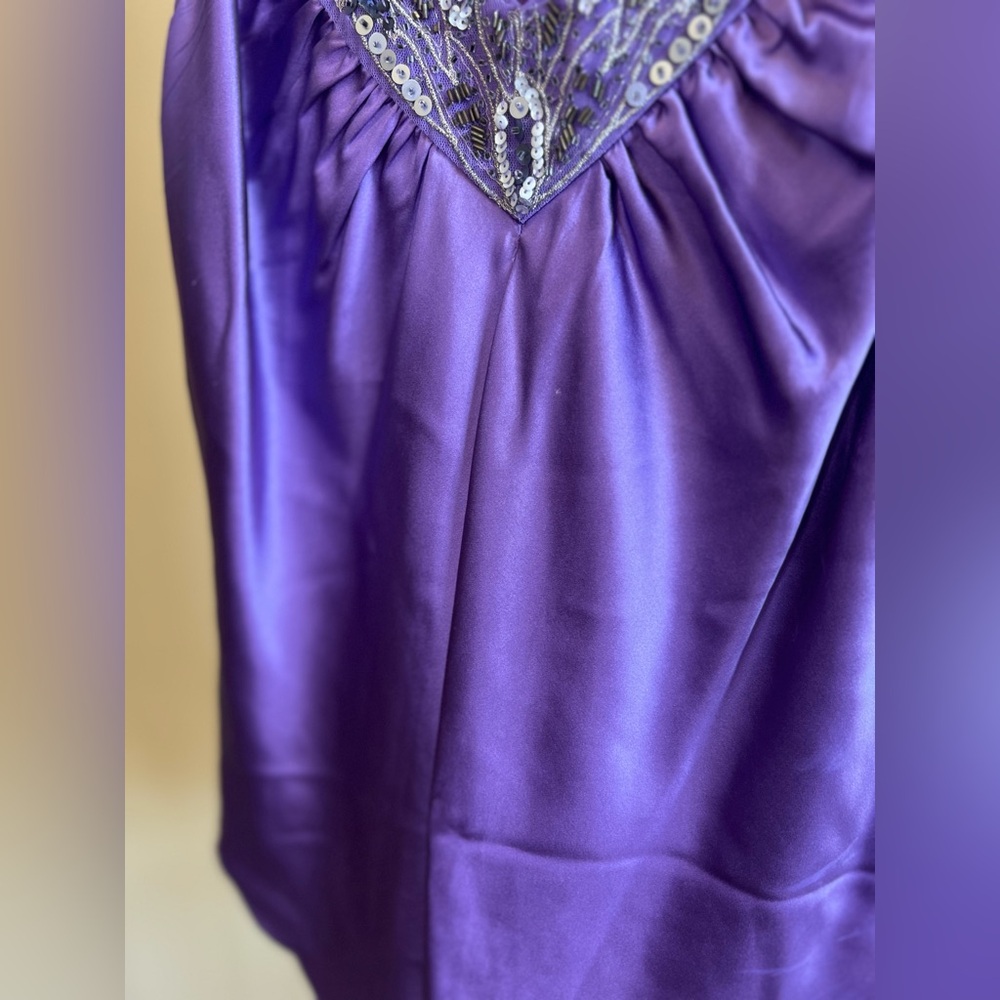 Cache Top Vintage Silk Jazz Age Blouse Sleeveless Sequined Amethyst Size M - Picture 9 of 16